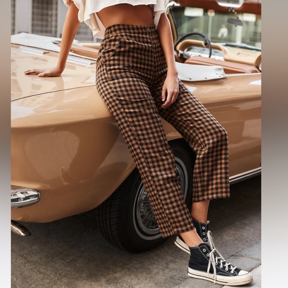 The Salty Blonde & 12th Tribe brown & black checked trousers